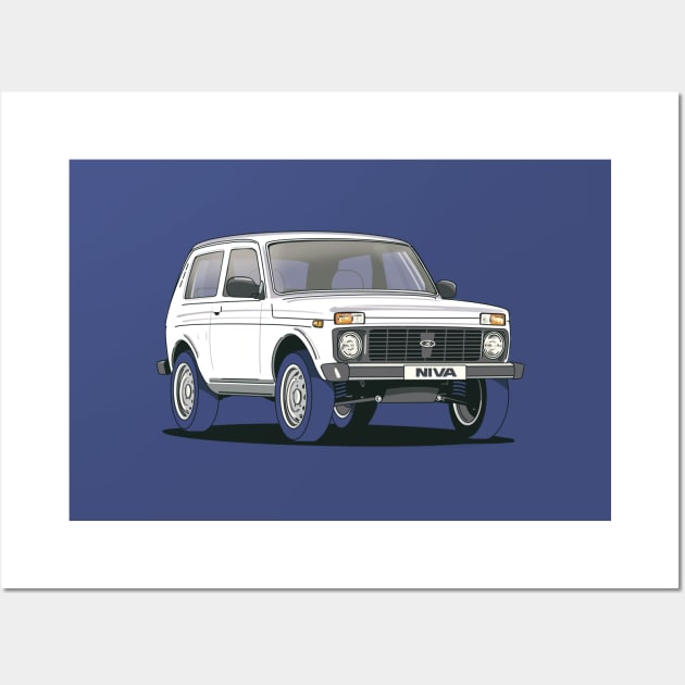 Lada Niva 4x4 in White Wall Art by Webazoot